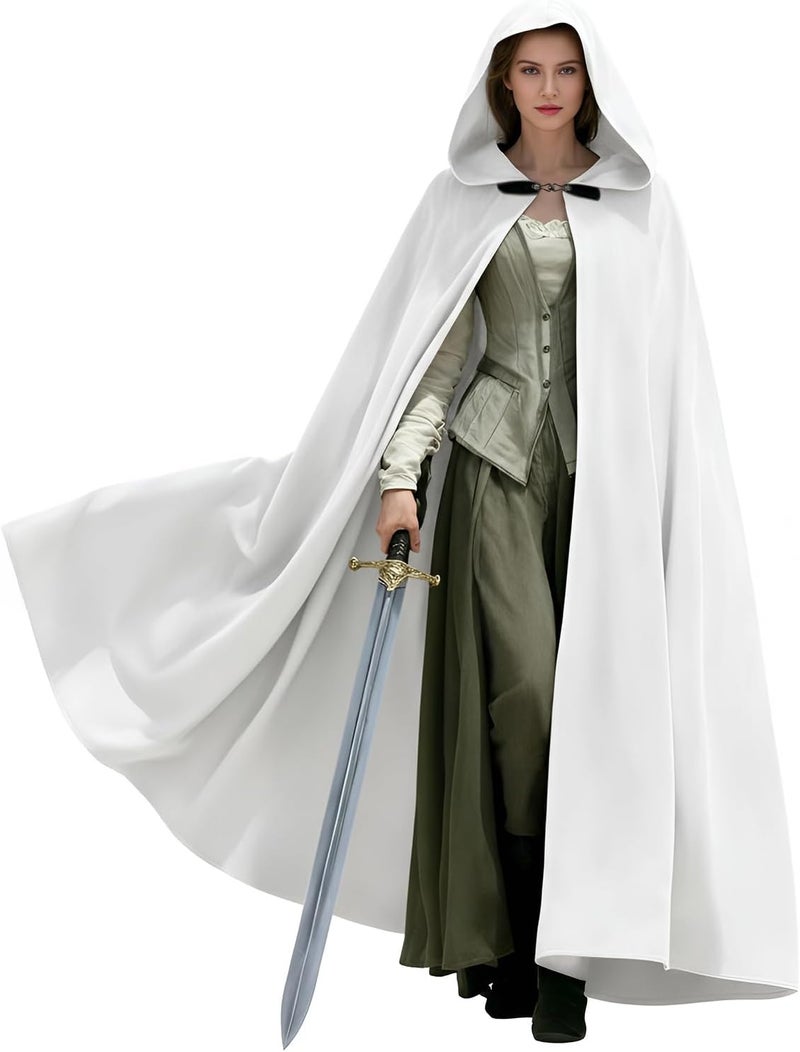 UQJE Medieval Cloak with Hood Halloween Renaissance Hooded Cape for Men and Women - Image 1